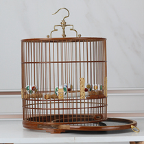 Bird cage red seed Indigo chin bird cage Purple Bamboo old bamboo polished stone swallow embroidered eye shell Jade Bird hemp bird with drawer round cage