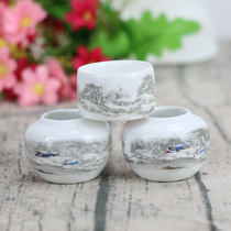 Indigo chin lark parrot yellow finch bamboo bird cage bird Cup bird bowl porcelain bowl Cup accessories Jingdezhen Gaobai