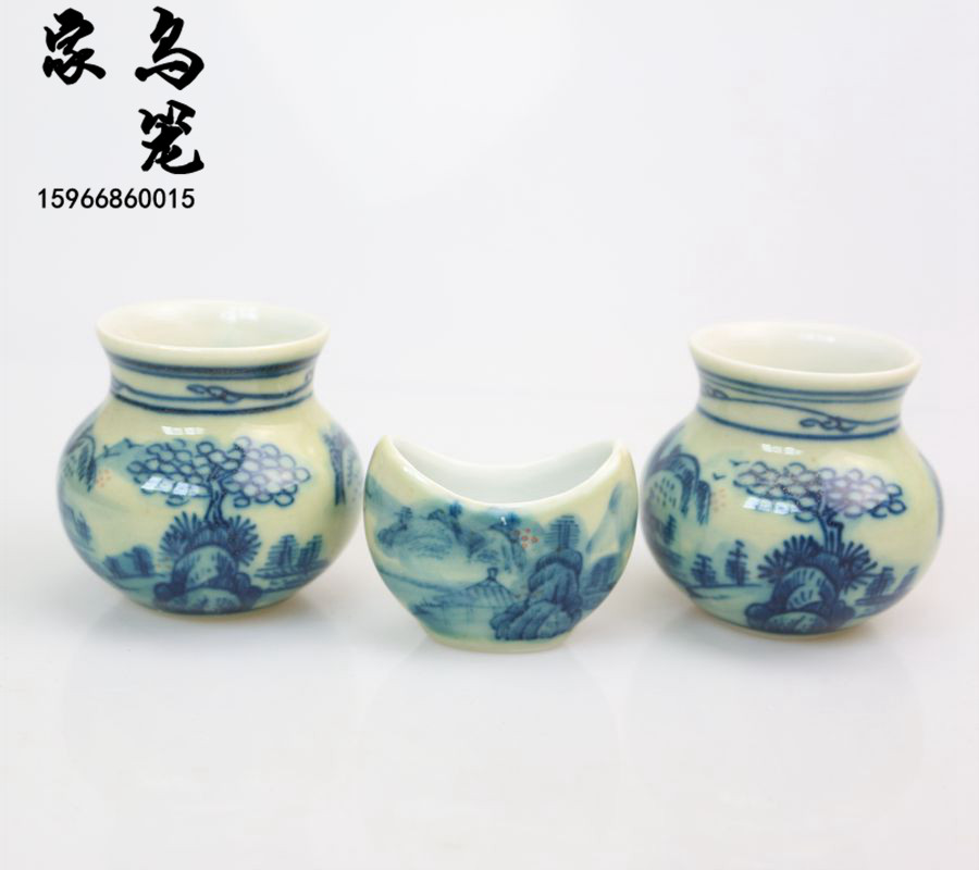 Painting Eyebrow Bamboo Bird Cage Hand-painted Collage high white Jingdezhen Bird food Jar Bird's Cup Porcelain Bowl mug Liu family bird cage