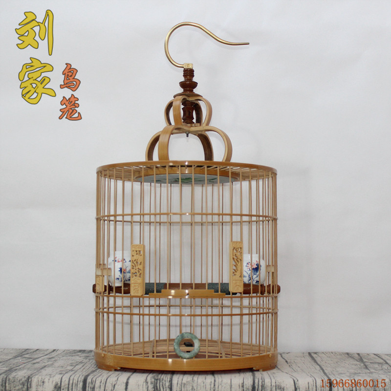 Handmade bamboo skin boutique polished old bamboo live bottom thrush purple bamboo old bamboo bird cage full set of bird cage accessories bamboo cage
