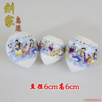 Jingdezhen thrush wax mouth bamboo bird cage Chicken heart eight immortals pointed bottom bird food jar Bird bowl Bird cup Porcelain bowl Bird food jar