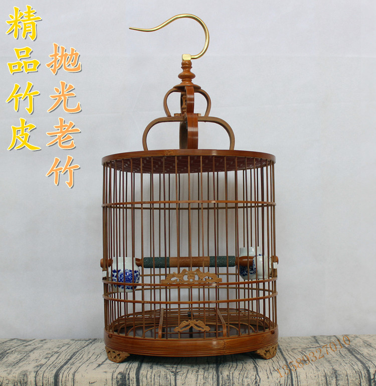 Liu Jia Handmade Bamboo Leather Boutique Polished Old Bamboo Painting Eyebrow Purple Bamboo Old Bamboo Bird Cage Full Set Bird Cage Accessories Bamboo Bird Cage