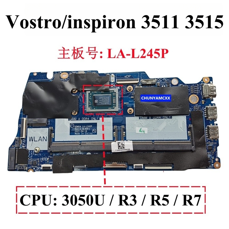 Dell/Dell Inspiron 3511 3515 Motherboard Raptor 3050U La-L245P /W