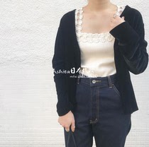 Japan's super beautiful shoulder flower lace wooden ear Joker girl feeling vest sling saki can spell