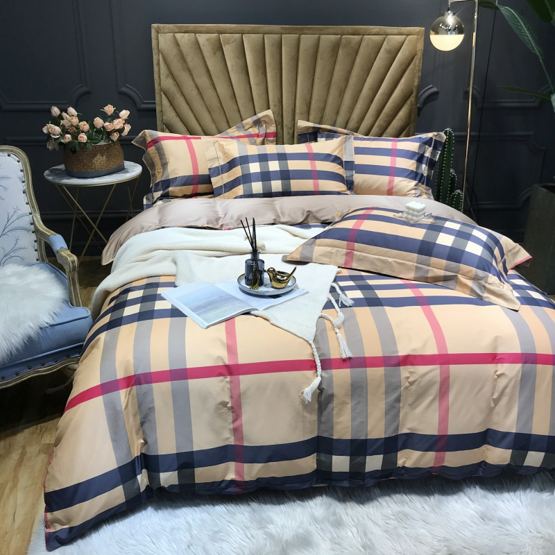 80 whole cotton beds for four sets of upscale pure cotton quilt cover Baobao checkered sheet striped floral long suede cotton bed