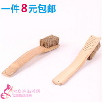 Pig hair long handle brush bamboo shoe brush pig mane brush washing shoes laundry soft wool brush cleaning brush 6*10
