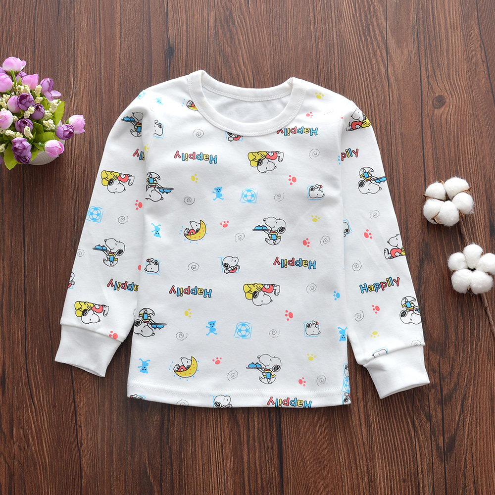 Childrens đồ lót ấm quần áo trẻ em cotton mùa thu chàng trai cô gái phía dưới một mảnh đồ ngủ đầu dài tay bông đơn mặc