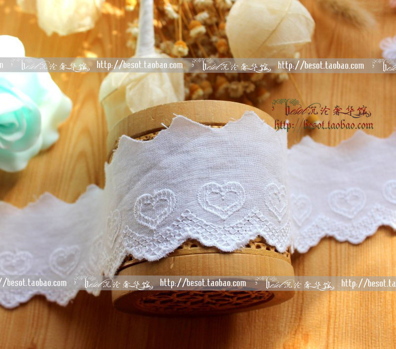 New product DIY handmade day single lolita clothing accessories accessories 4cm love cotton embroidery lace
