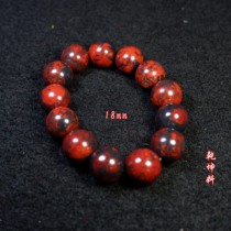 Guilin Chicken Blood Jade Jade Hand Strings Original Stone Beads Buddha Beads Bracelet 18mm Round Beads Male black bottom red dry Kun stock