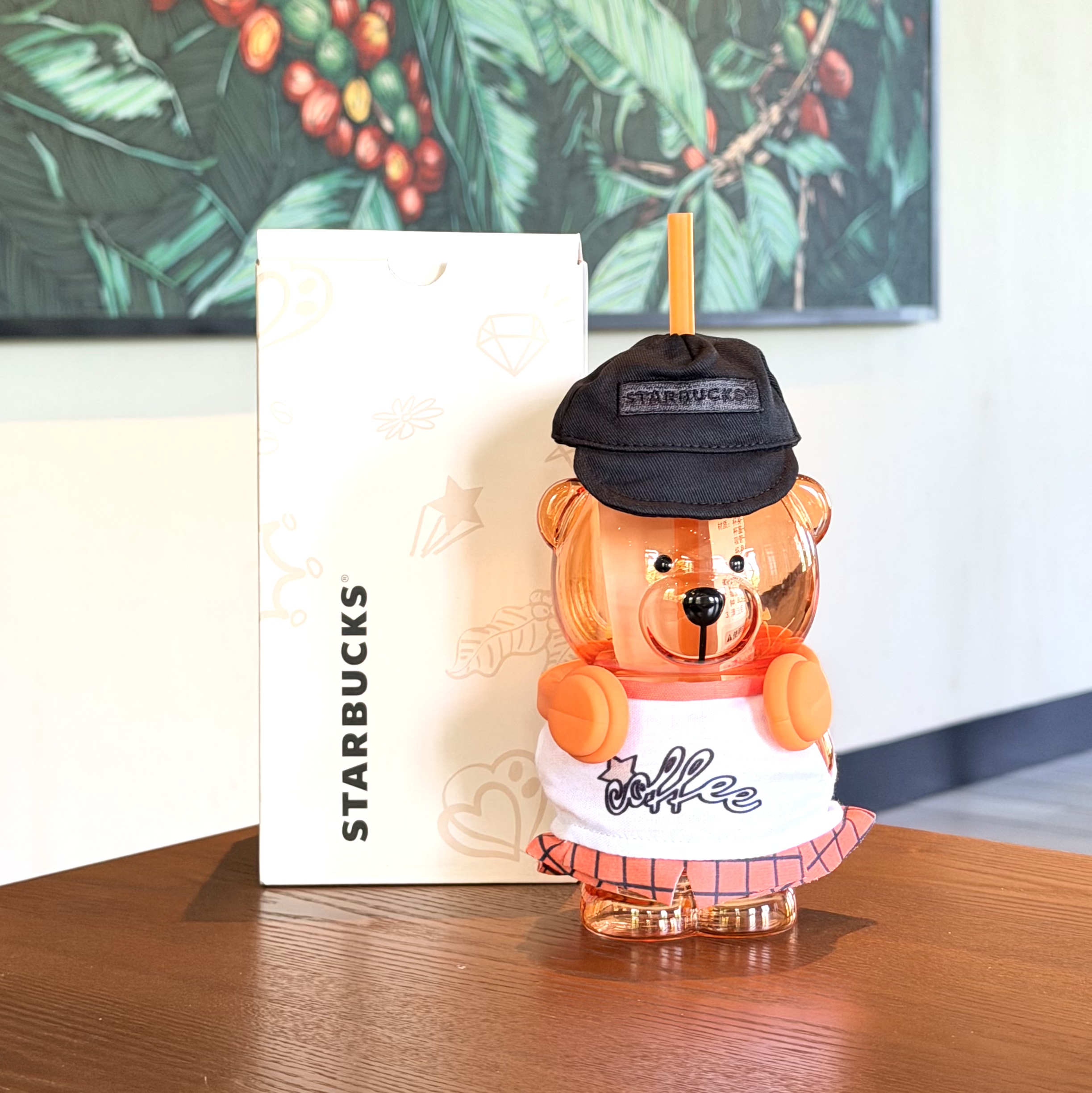 Starbucks, милая трубочка со стеклом, с маленькими медвежатами