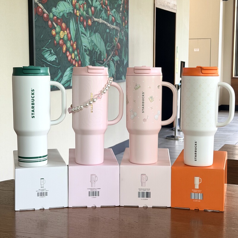 Starbucks Cup 2026 Dessert Cream Pink High-Value Stainless Steel Double Drinking Mouth Ice Straw Travel Mug
