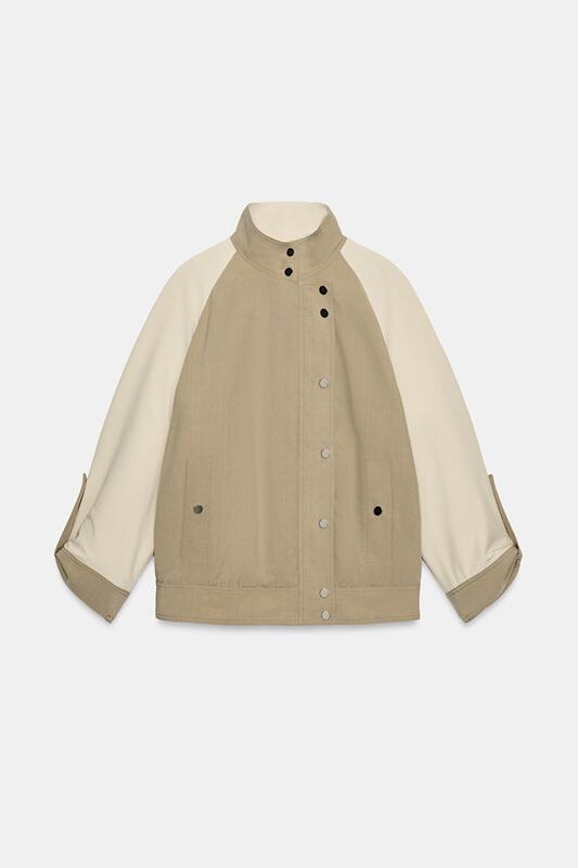 April Zara Domestic Genuine Product Purchasing Agent 2414/712 Women's Stand Collar Patchwork Cotton Jacket 2414712