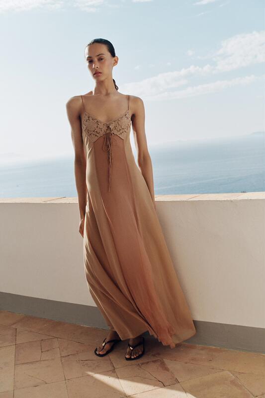 May Zara Domestic Genuine Product m Song 1223/019 Purchasing Agent V-Neck Crochet Patchwork Spaghetti Strap Long Dress 1223019 May Zara Domestic Genuine Product m Song 1223/019 Purchasing Agent V-Neck Crochet Patchwork Spaghetti Strap Long Dress 1223019