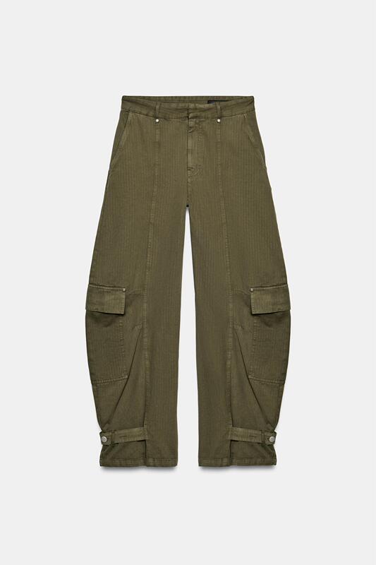 August Zara Domestic Genuine Product Purchasing Agent 0340/250 Women's Mid-Waist Strap-Decorated Workwear Bucket Pants 0340250 August Zara Domestic Genuine Product Purchasing Agent 0340/250 Women's Mid-Waist Strap-Decorated Workwear Bucket Pants 0340250