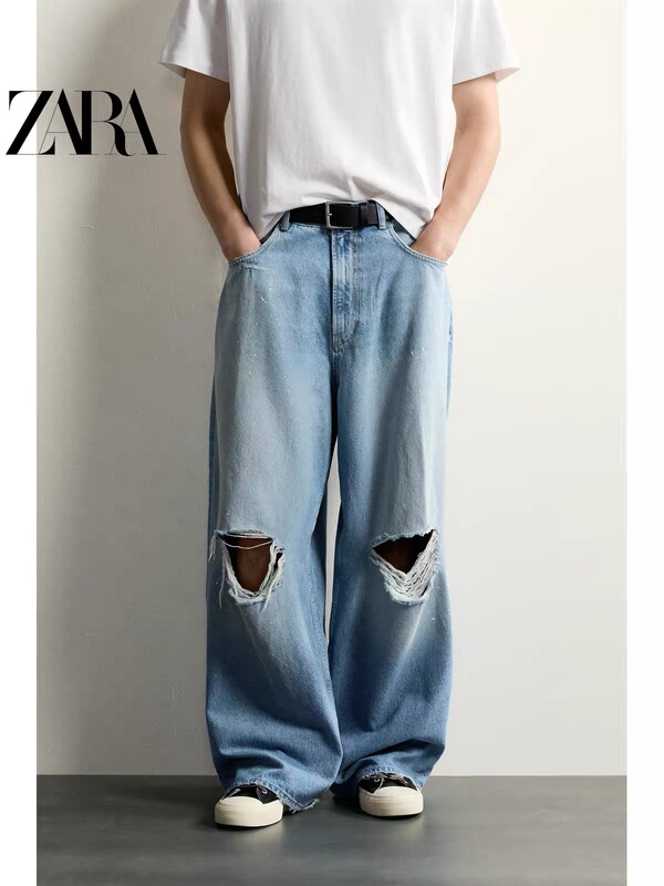 July Zara Domestic Genuine Product Purchasing Agent 0840/421 Men's Ripped Loose Jeans 0840421