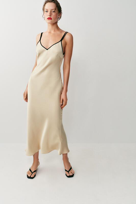 July Zara Domestic Genuine Product Purchasing Agent 1165/138 Women's Color-Blocked Trim Silk Satin Camisole Dress 1165138 July Zara Domestic Genuine Product Purchasing Agent 1165/138 Women's Color-Blocked Trim Silk Satin Camisole Dress 1165138
