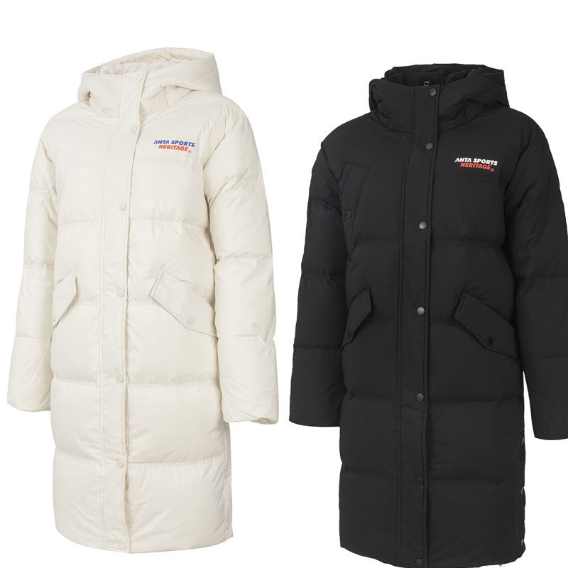 Anta women's mid-length down jacket 2019 winter new casual hooded windbreaker sports coat 16948974
