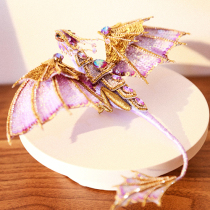 French embroidery handmade material package video tutorial purple dragon diy