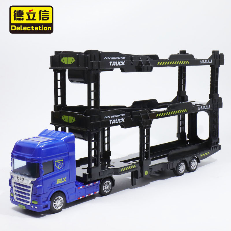 Child Inertia Car Transporter Toy Simulation Bilayer Semitrailer Engineering Model Boy Triple Flat Trolley