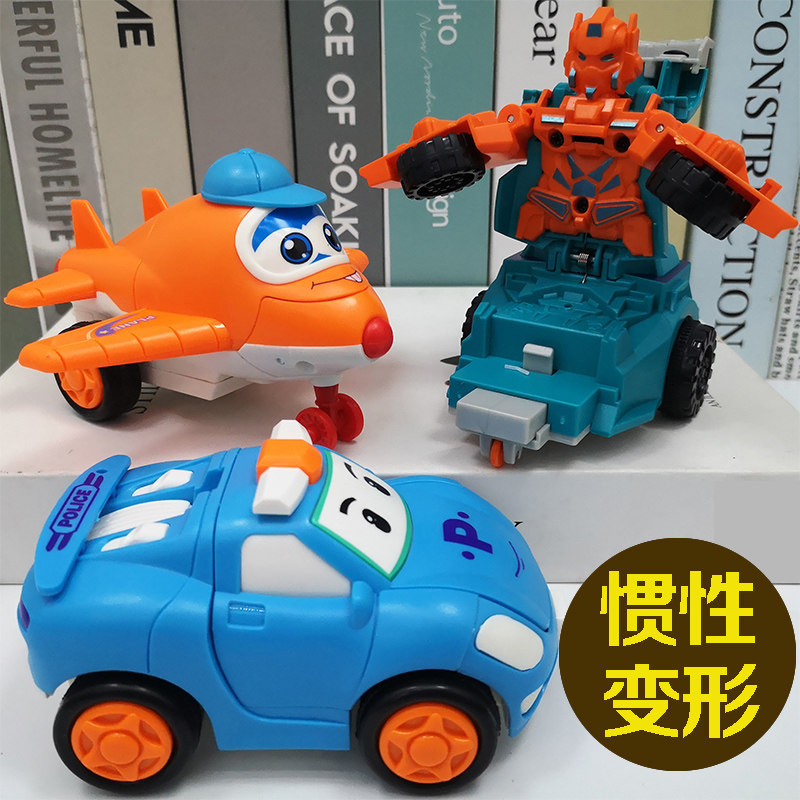 Deformation Aircraft-Man Inertial Collision Car Children Toys Small Cars men and women Baby-resistant rotary Robots