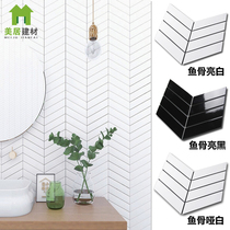 Nordic splicing fishbone ceramic mosaic Kitchen bathroom background wall tiles Bathroom non-slip geometric floor tiles