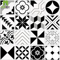 Nordic wall tiles Color black and white tiles 300 Restaurant ktv bar Antique tiles Kitchen bathroom non-slip floor tiles