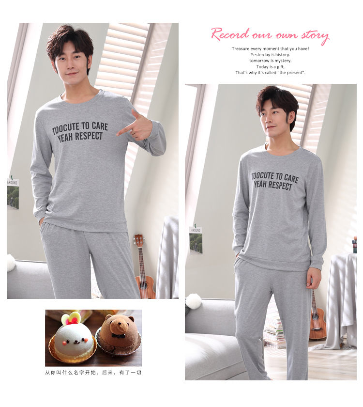 Bộ đồ ngủ nam mùa xuân và mùa hè cotton dài tay XL mẫu nam mùa thu và mùa đông có thể mặc bên ngoài bộ đồ dịch vụ gia đình pijama nam