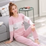 Bộ đồ ngủ mùa xuân và mùa thu nữ dài tay mùa đông mỏng phần ít phụ nữ cotton mùa thu và mùa đông phù hợp với dịch vụ nhà kiểu đồ bộ thun