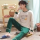 Bộ đồ ngủ nam mùa xuân và mùa hè cotton dài tay cỡ lớn có thể được mặc bên ngoài bộ phim hoạt hình mỏng dành cho sinh viên phục vụ mùa thu đông quần lót nam