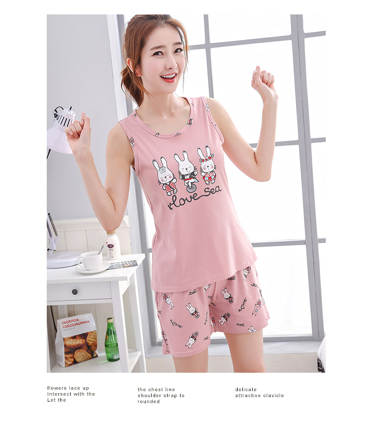 Mùa xuân và mùa thu Hàn Quốc vest ngắn đồ ngủ nữ mùa hè cotton mỏng phần sinh viên cotton không tay phục vụ nhà phù hợp đồ ngủ phi bóng