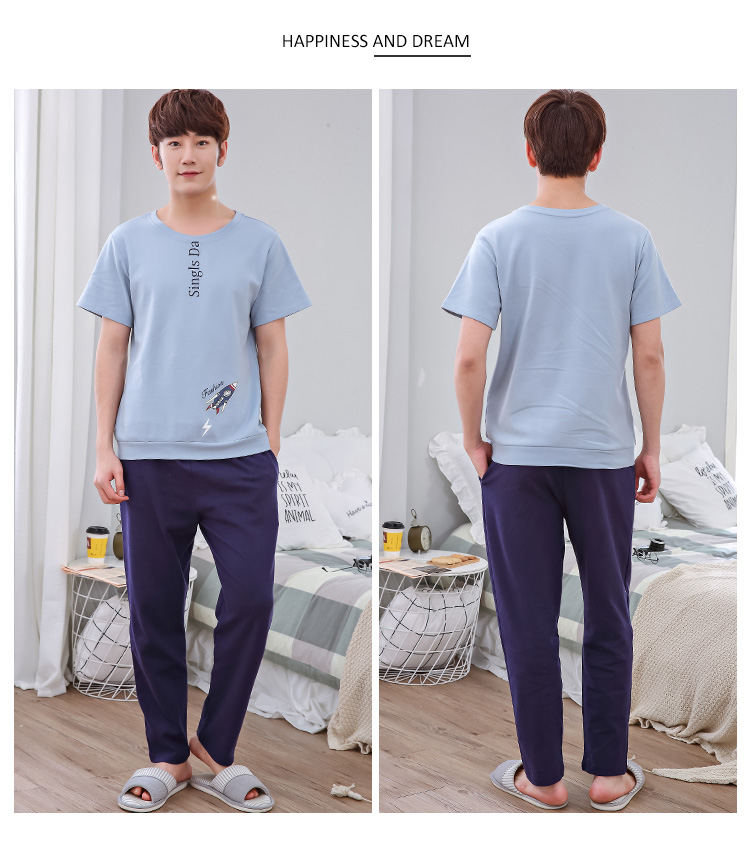 Vài bộ đồ ngủ mùa hè cotton ngắn tay quần mùa đông Hàn Quốc phiên bản của dễ thương mùa xuân và mùa thu mô hình nam giới và phụ nữ dịch vụ nhà phù hợp với