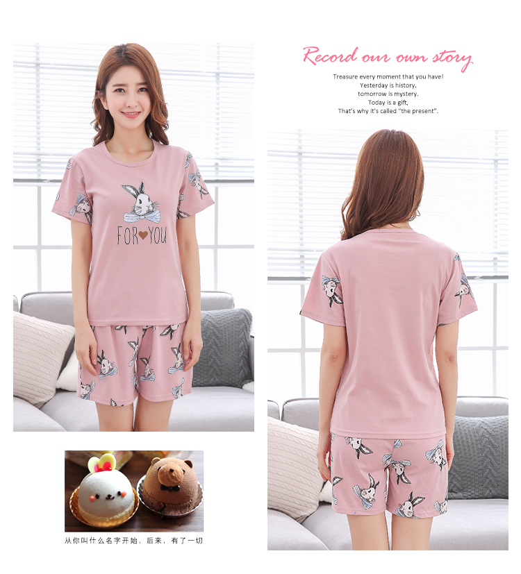 Mùa hè đồ ngủ của phụ nữ cotton ngắn tay quần short dễ thương thể thao cotton phim hoạt hình có thể mặc bên ngoài quần áo phù hợp với mùa xuân và mùa thu mô hình