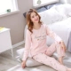 Bộ đồ ngủ ít cotton mùa hè dài tay mỏng có thể mặc bên ngoài hai bộ quần áo mùa xuân và mùa thu dễ thương tại nhà đồ bộ kiểu đẹp 2021