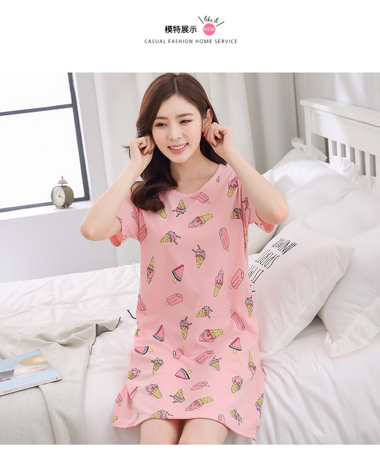 Mùa xuân và mùa thu bông nightdress phim hoạt hình mùa hè ít phụ nữ bông ngắn- tay đồ ngủ váy Hàn Quốc phiên bản của xl dịch vụ nhà