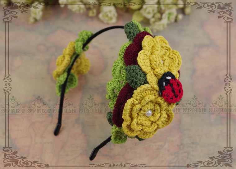 Original * Akita Flower Flower * Series of Yuan qi turmeric ~ Tian Yuan Garden Wind Sen's hand hooked Lolita hair stirrup ~