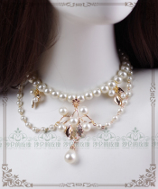 Original * leaf shady streaming light * leaves pearl lock bone chain-gorgeous CLA ensemble Lolita tea will be accessories to the palace
