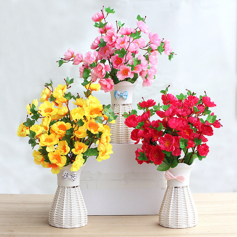 Emulated flower fake flower rose living room peach blossom small swing piece table flower anti-real lily table decoration flower plastic drying flower