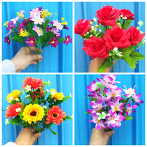 Simulation Plant Wall Decoration Fake Flowers Green Planting Potted Plant Diy Bouquet Wedding Celebration Background Flower turquoise turquoise back leaves