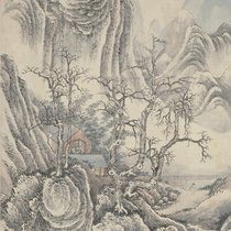 Qing Gaozhuan Landscape for the New Year electronic picture decoration spray-painting identification of Chinese Painting materials