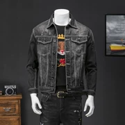 Áo khoác denim giản dị thêu nam thanh lịch Slim thanh niên nam denim mùa thu và mùa đông áo khoác thời trang mới sang trọng