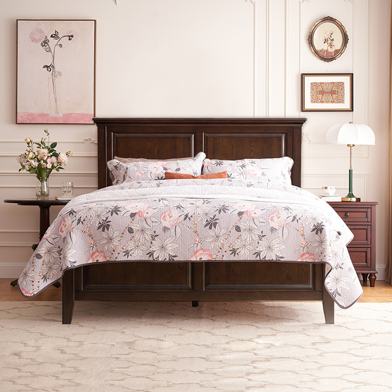 Hanye Meijia Classic American Country-Style Solid Wood Bed Master Bedroom Furniture Simple High-End Elegant Double Bed Full Board Bed