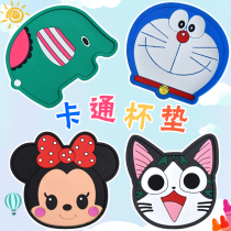 Cartoon tea coaster creative cute animation shape fruit silicone coaster bowl cushion heat insulation pad round anti-hot pad