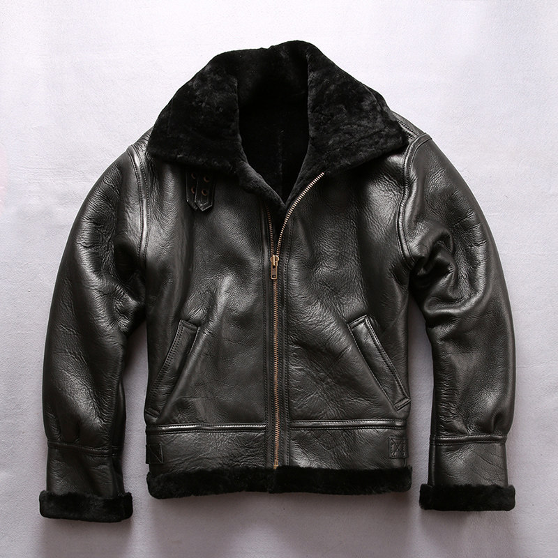 Air Force B3 fur integrated male dermis real fur sheep leather collar flying jacket leather jacket leather jacket jacket jacket jacket jacket