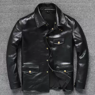 New horse leather leather jacket men's lapel simple casual gate keeper leather jacket Japanese slim autumn and winter jacket tide brand