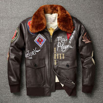Real leather leather clothing male G1 Air Force Pilot leather jacket Turned Cow Leather flight insignia Embroidered Locomotive Clothing Jacket
