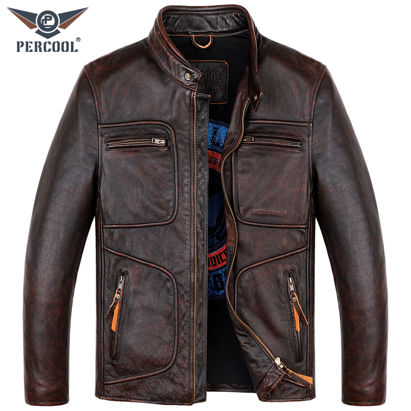 Fashion New Genuine Leather Leather Clothing Youth Jacket Men's Head Layer Bull Leather Collar for short Locomotive Clothing Leather Jacket