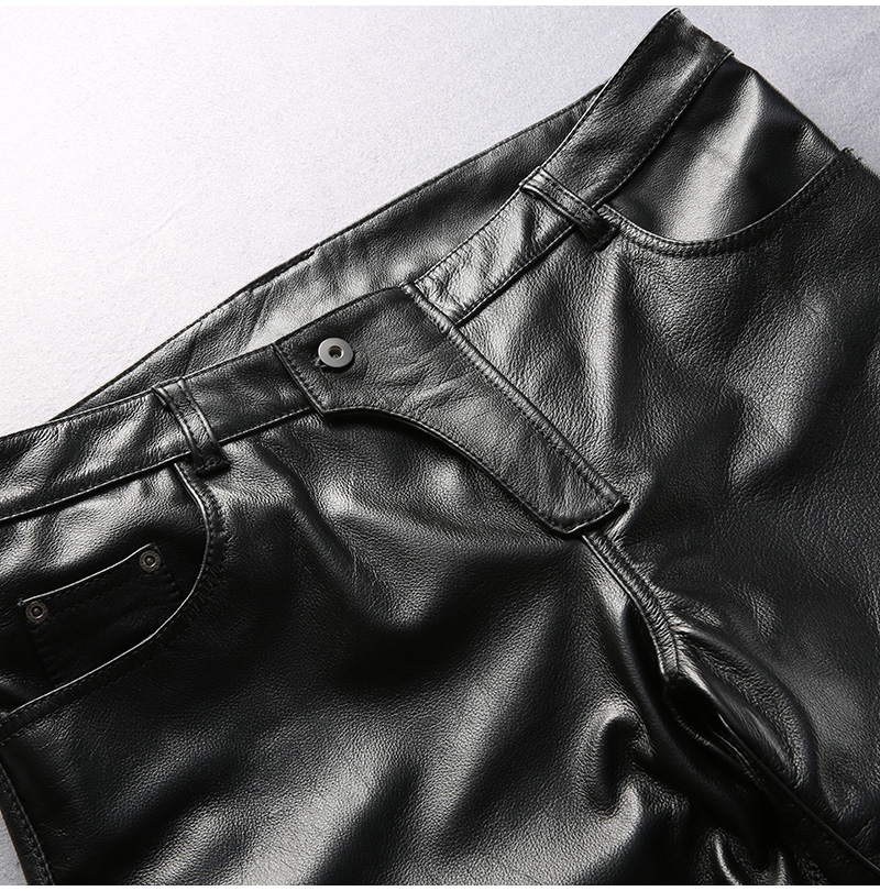 Quần da nam xe máy Da nam thanh niên Slim Harley xe máy cưỡi kính chắn gió dày quần da quần áo thể thao