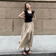 AshySnow Art Department ອາວຸໂສ/ລະດູຮ້ອນ pleated skirt A-line drape slimming temperament almond skirt