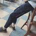 Lin cong mùa đông nam Nhật Bản quần nhung kẻ retro Nhật Bản cộng với nhung dày cá tính thêu quần chân mỏng quần ống suông nam Quần mỏng