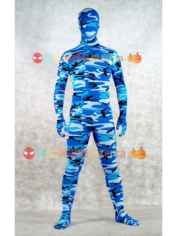 Camouflage Bodysuit Full Covered Men Halloween Costume Masquerade Hero Costume Zentai Cos